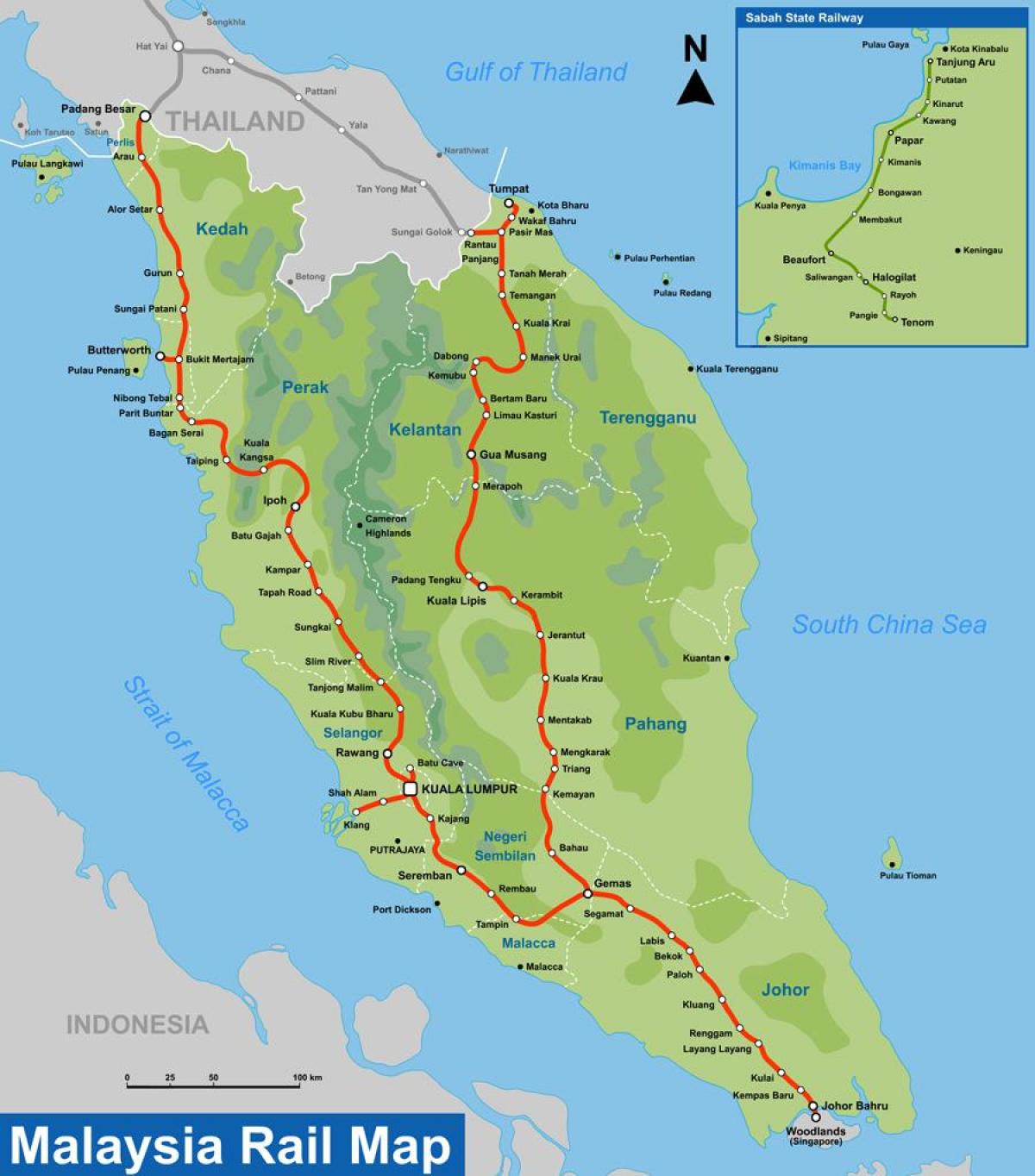 ktm mapa de ruta de malasia