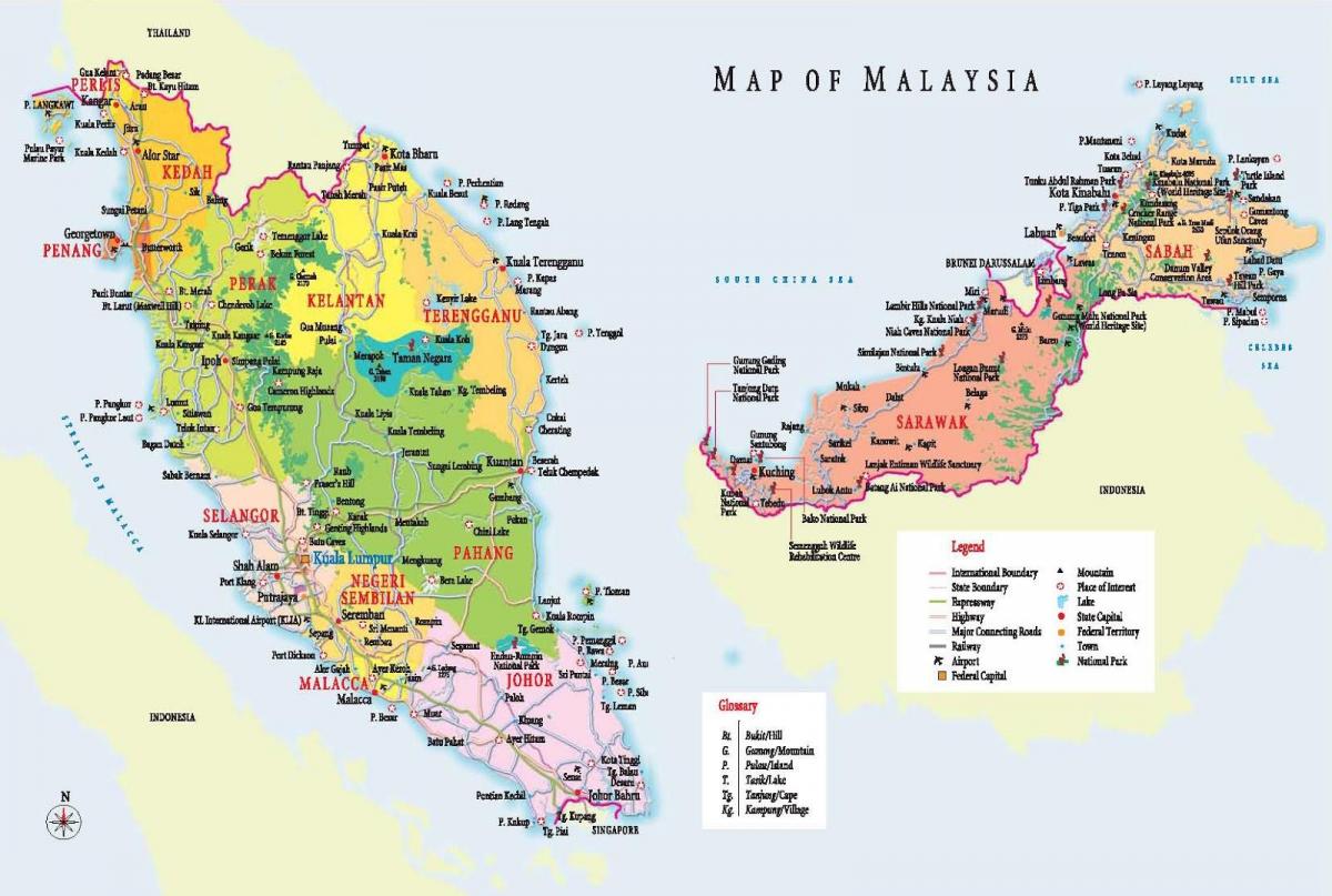 mapa de turismo de malasia