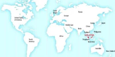 Malasia en el mapa del mundo, mapa del Mundo que muestra malasia (Sur