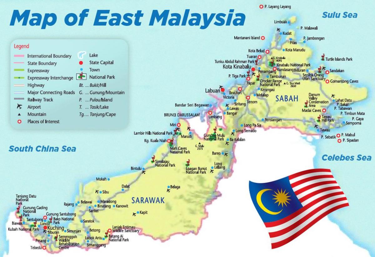 En el este de malasia mapa - Mapa de malasia oriental (Sur-este de Asia