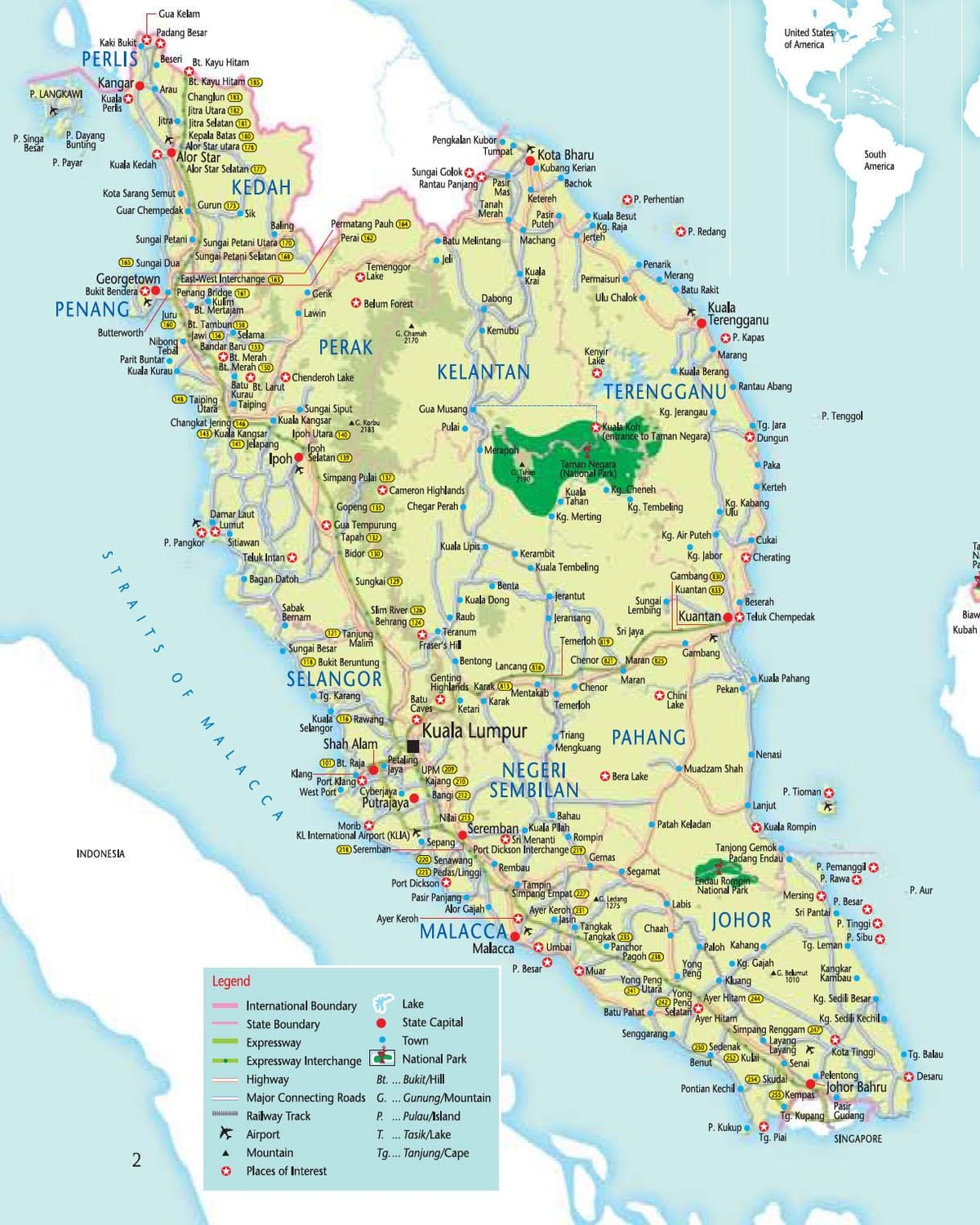 mapa de las direcciones en el mapa de malasia