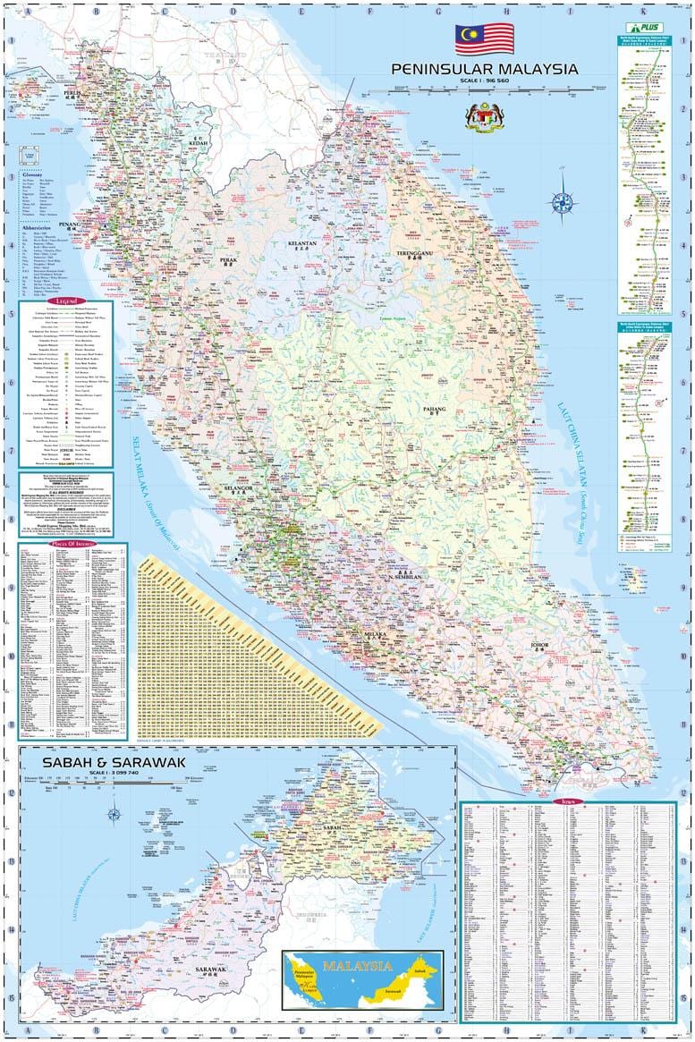 mapa de malasia mapa de carreteras y guía de la carretera