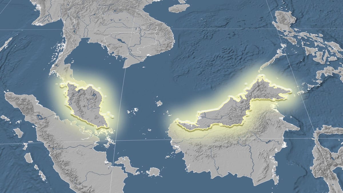 mapa de malasia elevación 