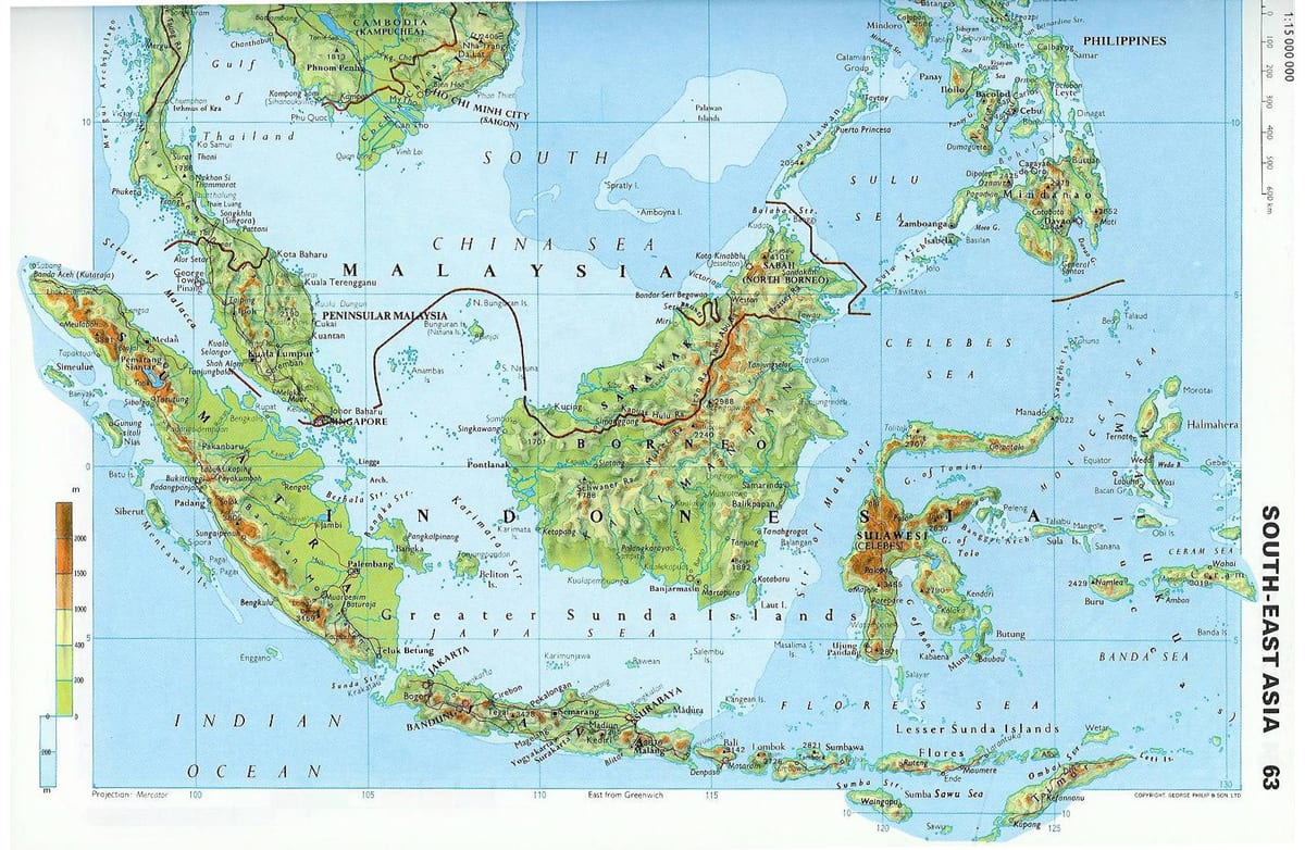 el mapa topográfico de malasia