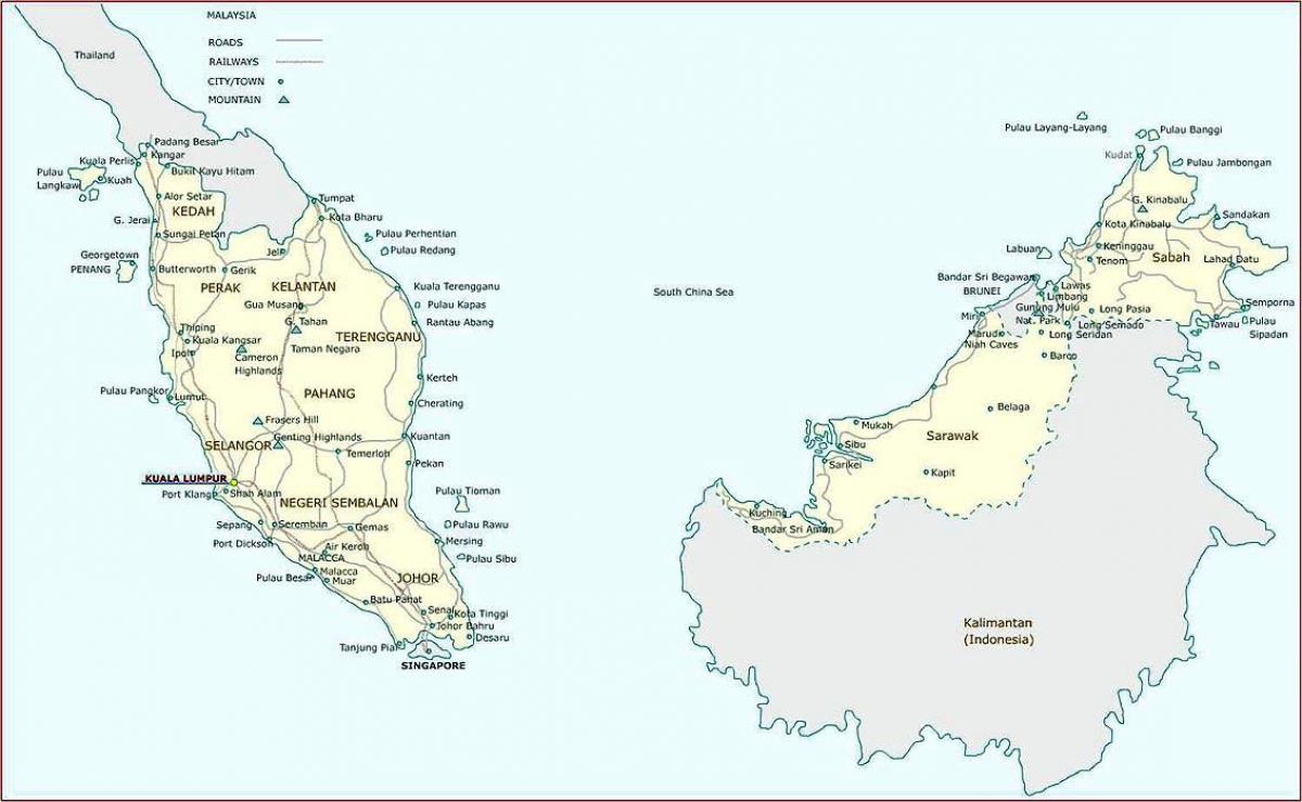 mapa detallado de malasia