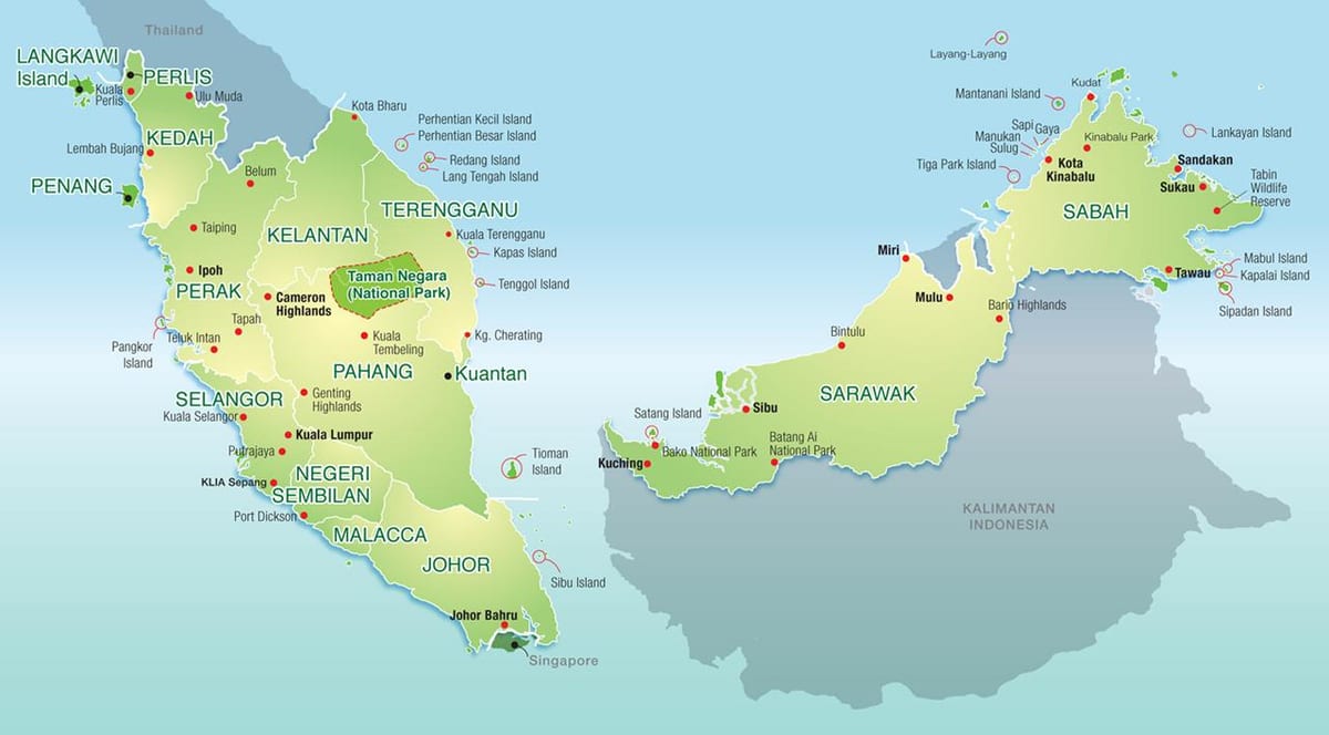mapa de montañas de malasia