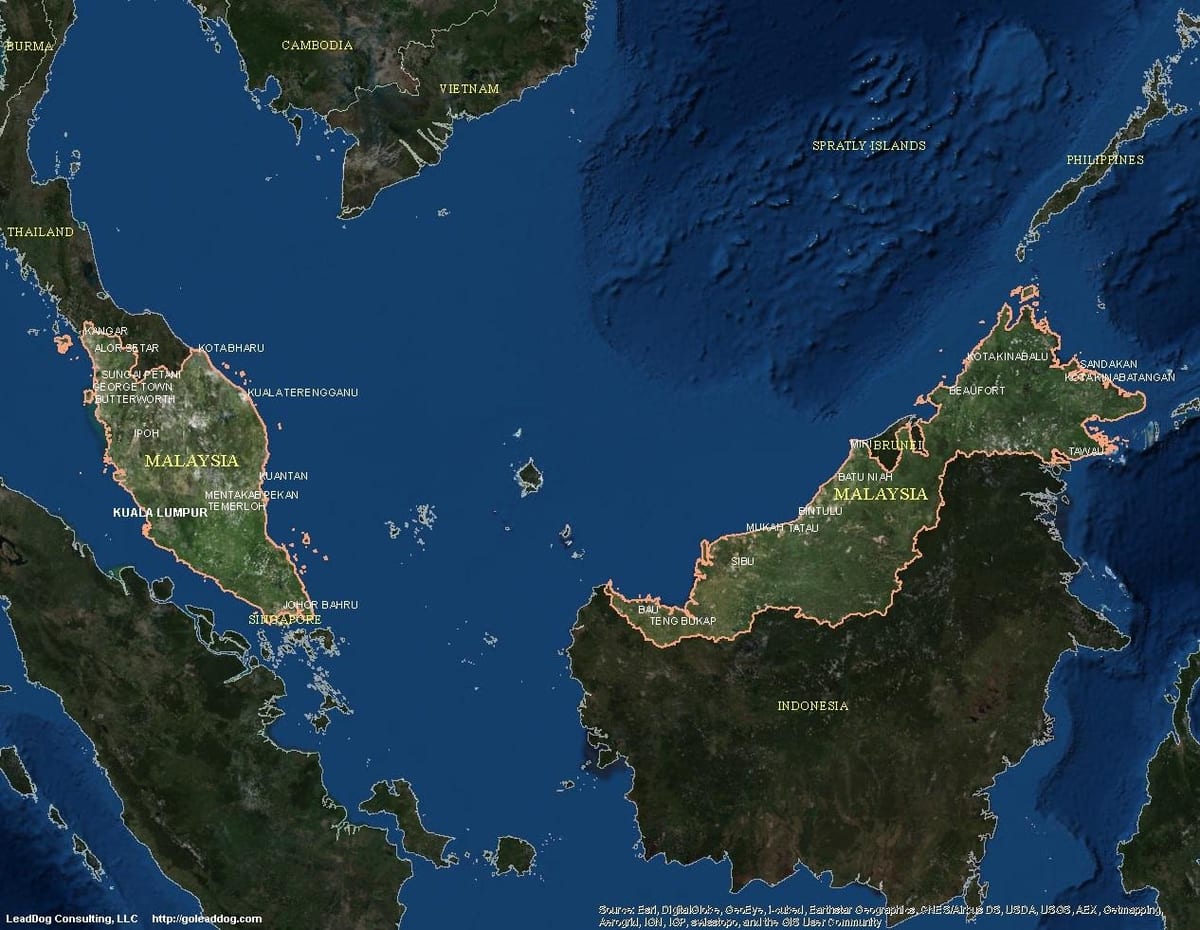 mapa de mapa en malasia