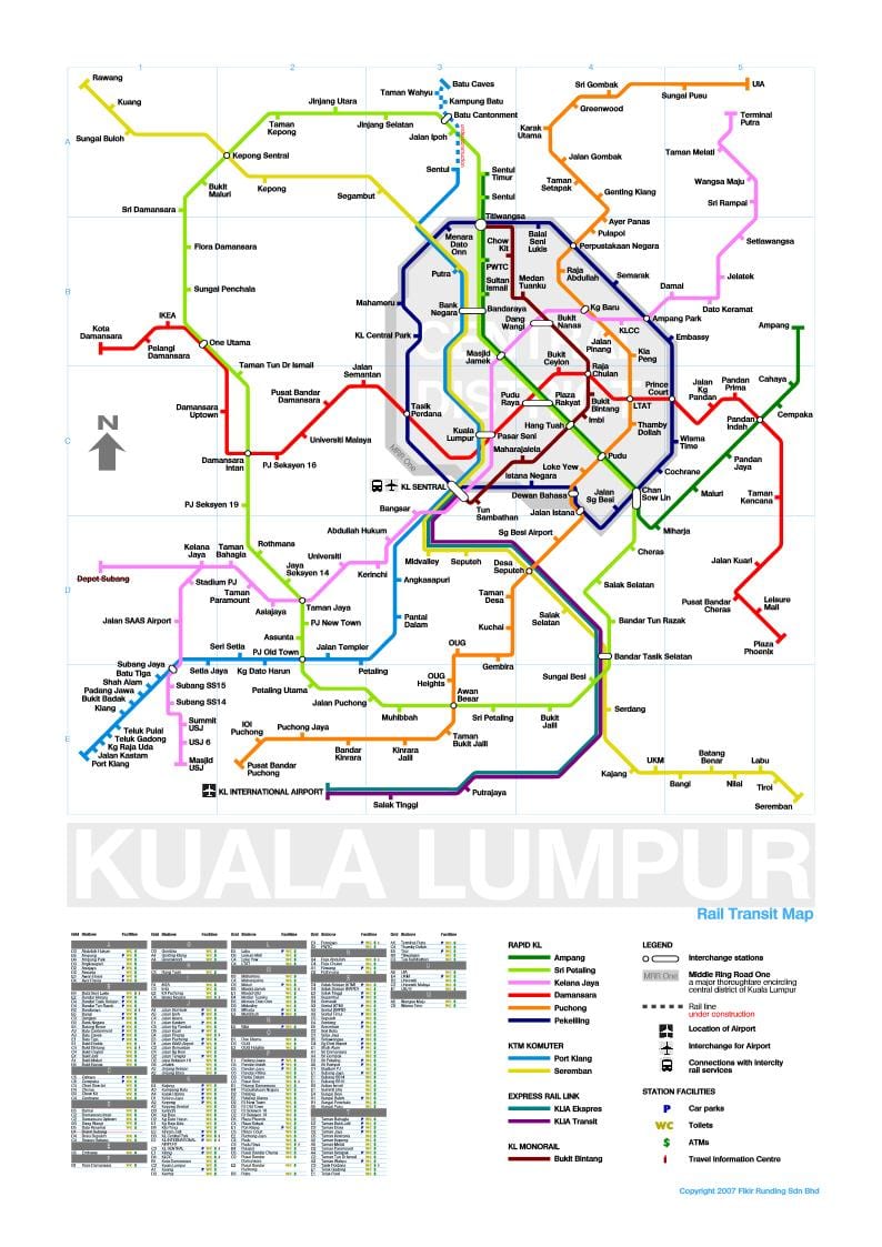 mrt de la línea 3 del mapa de ruta de malasia