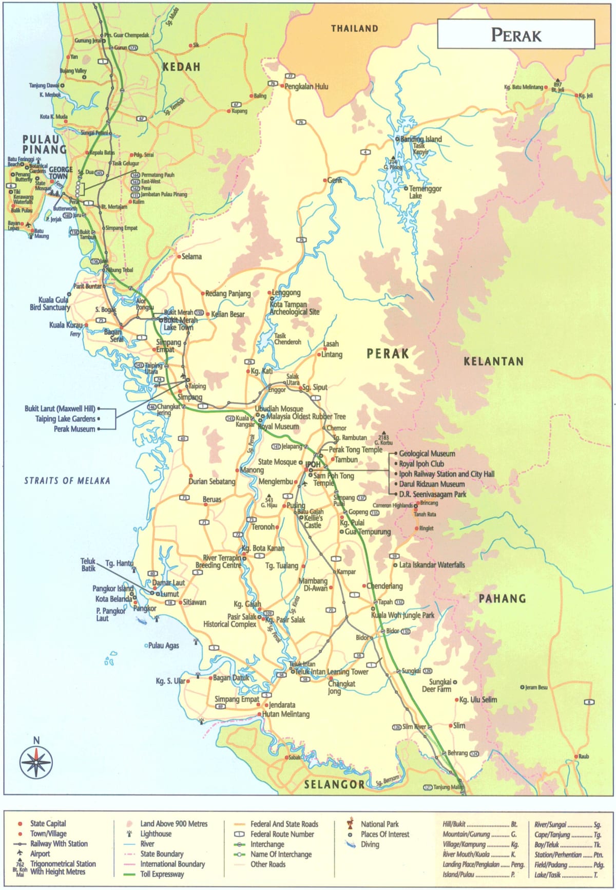 mapa de estado de perak, malasia