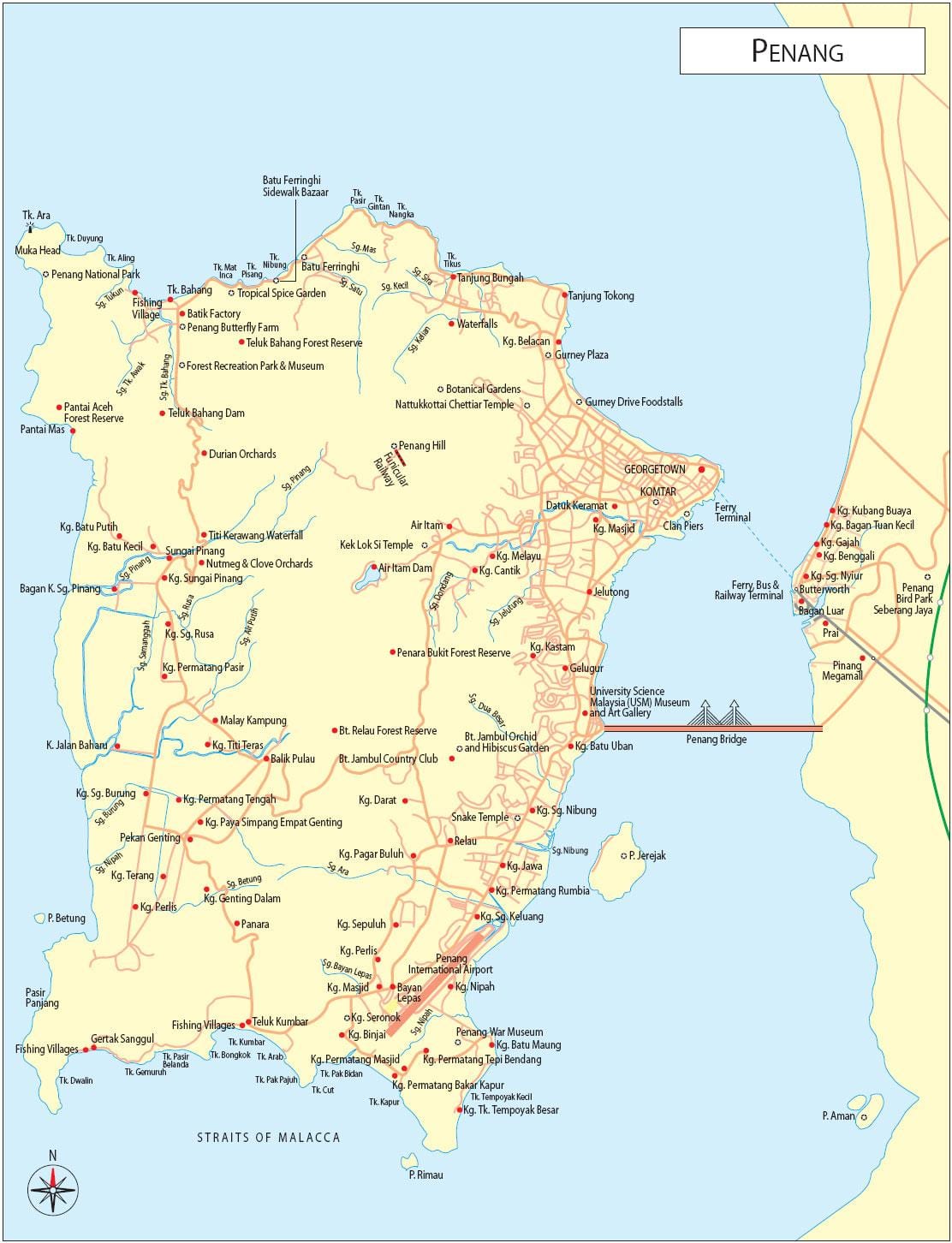 mapa de pulau pinang, malasia