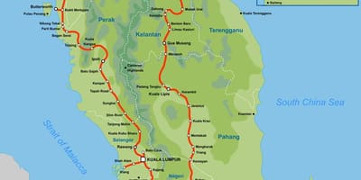 Malasia mapa de trenes de 2016