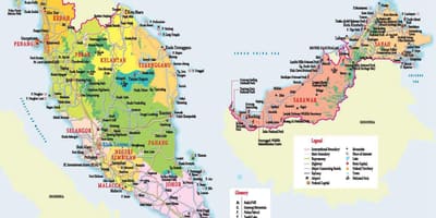 Malasia mapa de lugares turísticos