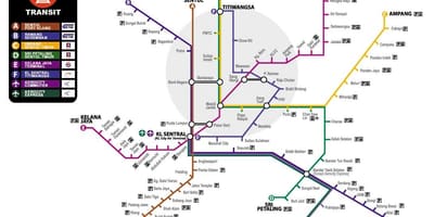 Mapa de malasia de transporte