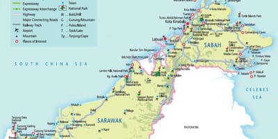 Mapa de parques nacionales de malasia