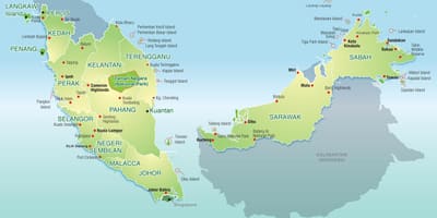 Mapa de montañas de malasia