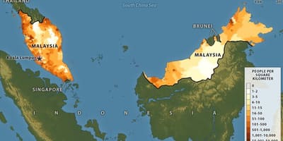 Malasia densidad de población mapa